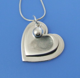 double fingerprint heart pendant